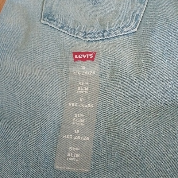 Levi's Big Boys 511 Slim Stretch Denim Blue Jeans, Perlata, 12 Regular 26x26 - Picture 8 of 8